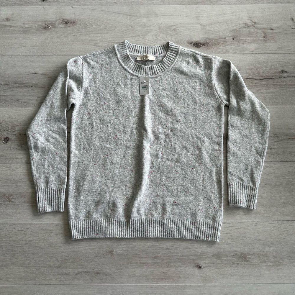 Loft‎ Everyday Sweater Grey with rainbow speckles S NWT